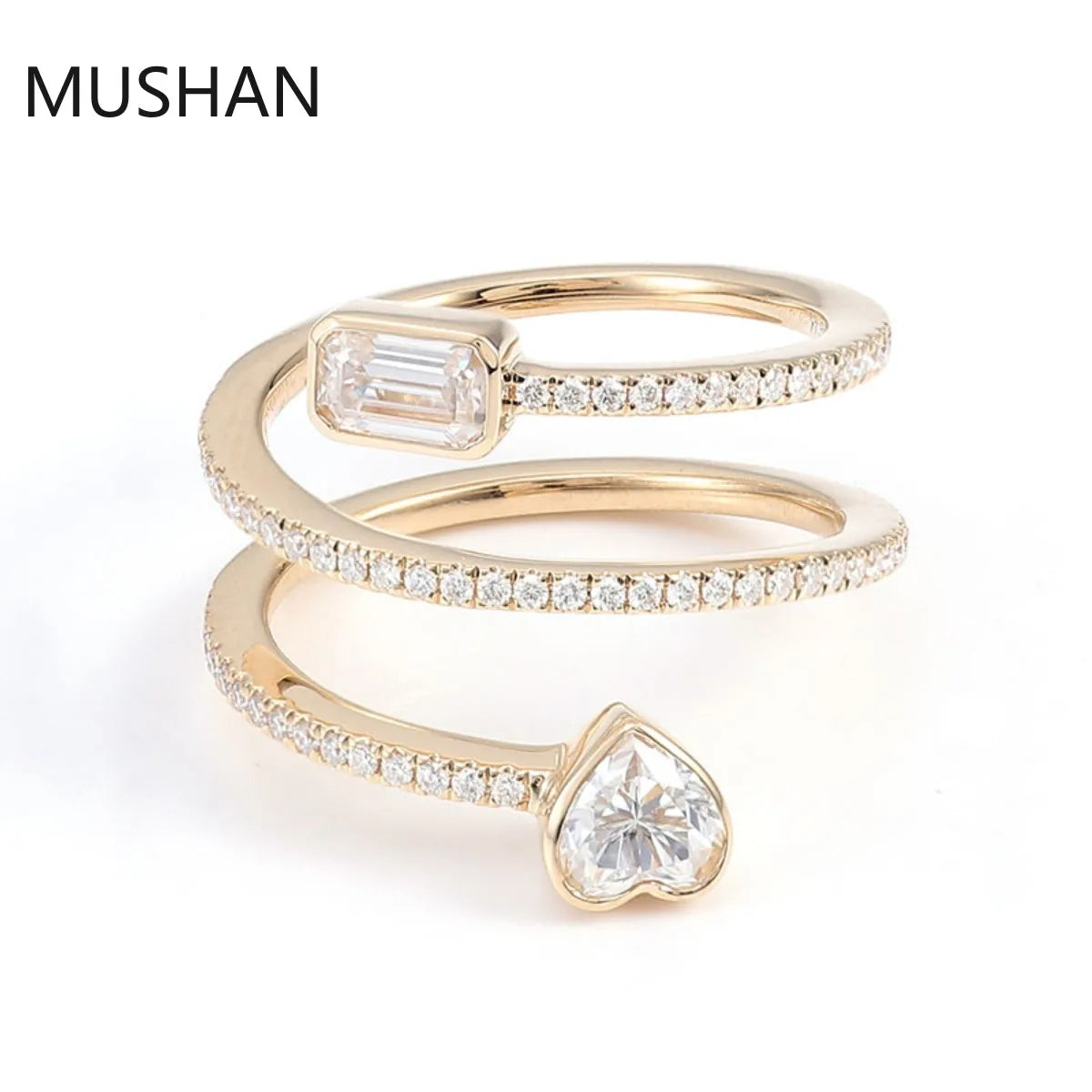MUSHAN Luxury Custom 14K 18K Gold Rings Band Jewelry With Moissanite Diamond Lab Grown Gemstones Diamond Wedding Ring For Women
