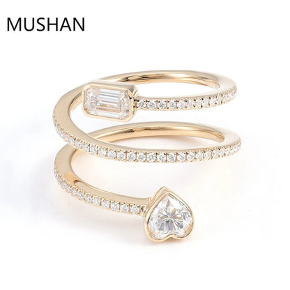 MUSHAN Luxury Custom 14K 18K Gold Rings Band Jewelry With Moissanite Diamond Lab Grown Gemstones Diamond Wedding Ring For Women