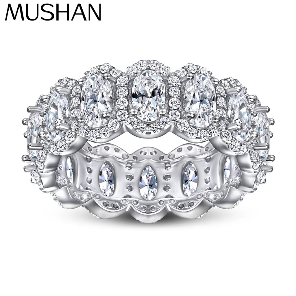 Bague MuShan Jewelry en argent sterling 925, anneau orné de zircone cubique 7A, bague de fiançailles pour femme, cadeau pour femme