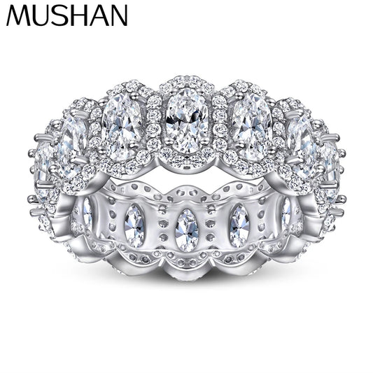 MuShan Jewelry 925 Sterling Silver Rings Bands Rings Bands Ring 7A Cubic Zirconia  Women Engagement Rings Bands  Women Gift