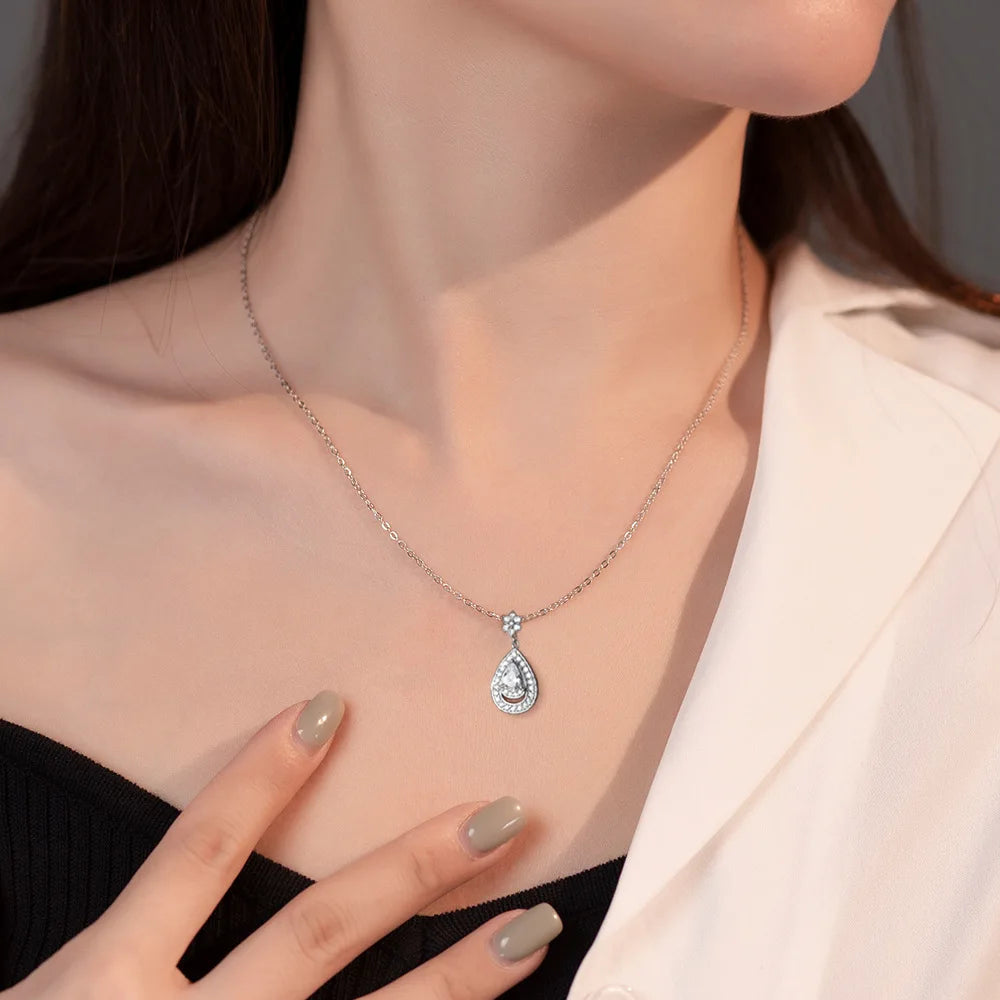 MuShan Jewelry 925 Sterling Silver Necklace Pendant Chain HCD Gemstones Romantic Style Timeless Style Women Necklaces Jewelry