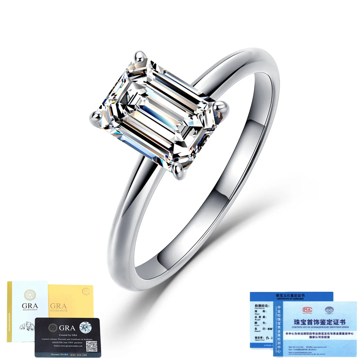 MUSHAN Luxury Jewelry 925 Sterling Silver Ring Band Women GRA Certificated Moissanite Diamond Emerald D Color Rings Fine Jewelry