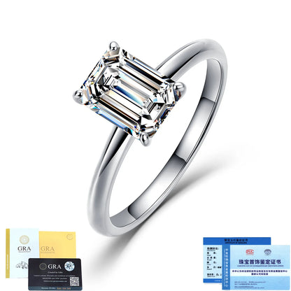 MUSHAN Luxury Jewelry 925 Sterling Silver Ring Band Women GRA Certificated Moissanite Diamond Emerald D Color Rings Fine Jewelry