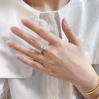 MUSHAN Luxury Jewelry 925 Sterling Silver Ring Band Women GRA Certificated Moissanite Diamond Emerald D Color Rings Fine Jewelry