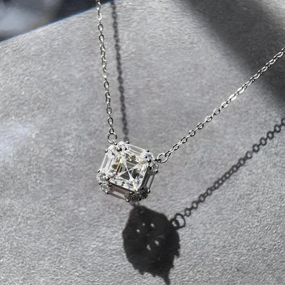 Collar con colgante de cadena de plata de ley 925 de la marca MuShan, con moissanita en forma de pera, sin níquel, para novia, chapado en platino, patente MST