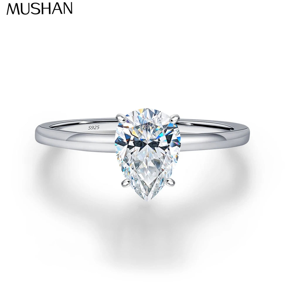 MUSHAN Luxury Jewelry 925 Sterling Silver Ring VVS Moissanite Graduation Ring for Wife 18K Real Gold Plated MST Patent Rings