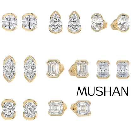 Pendientes de diseño MUSHAN de plata de ley 925, elegantes pendientes ovalados con moissanita color D VVS1, accesorios con diamantes