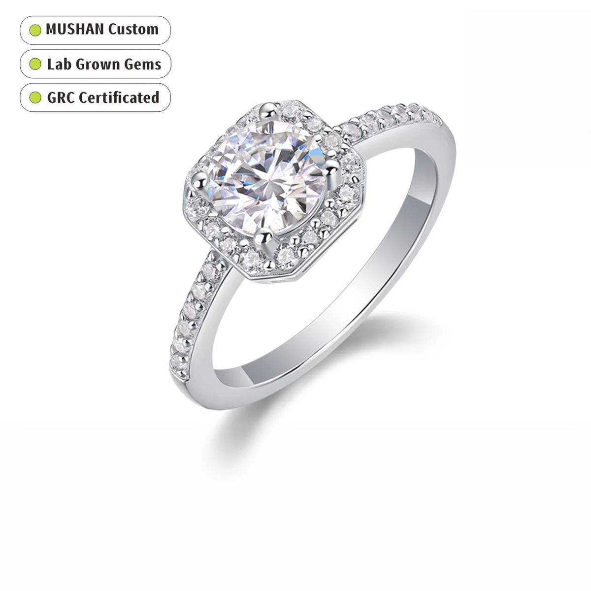 MUSHAN Custom Jewelry 925 Sterling Silver Ring Band for Women 1ct Lab Grown Gemstones Ruby Emerald Sapphire Rings Jewelry