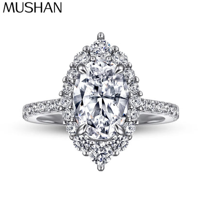 MuShan Brand Jewelry 925 Sterling Silver Ring Cubic Zirconia 7A Round Daytime Women 18K Real Gold Plated Fine Jewelry Rings