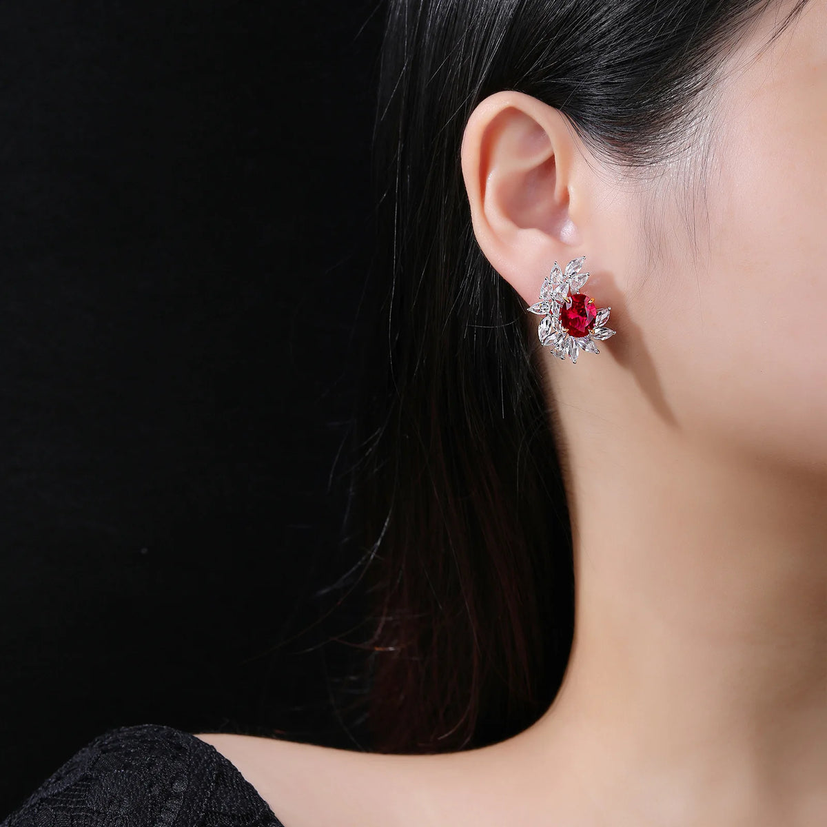 MuShan Jewelry 925 Sterling Silver Earring Designer HCD Diamond HCD Gemstones Love 925 Sterling Silver Earrings Accessories