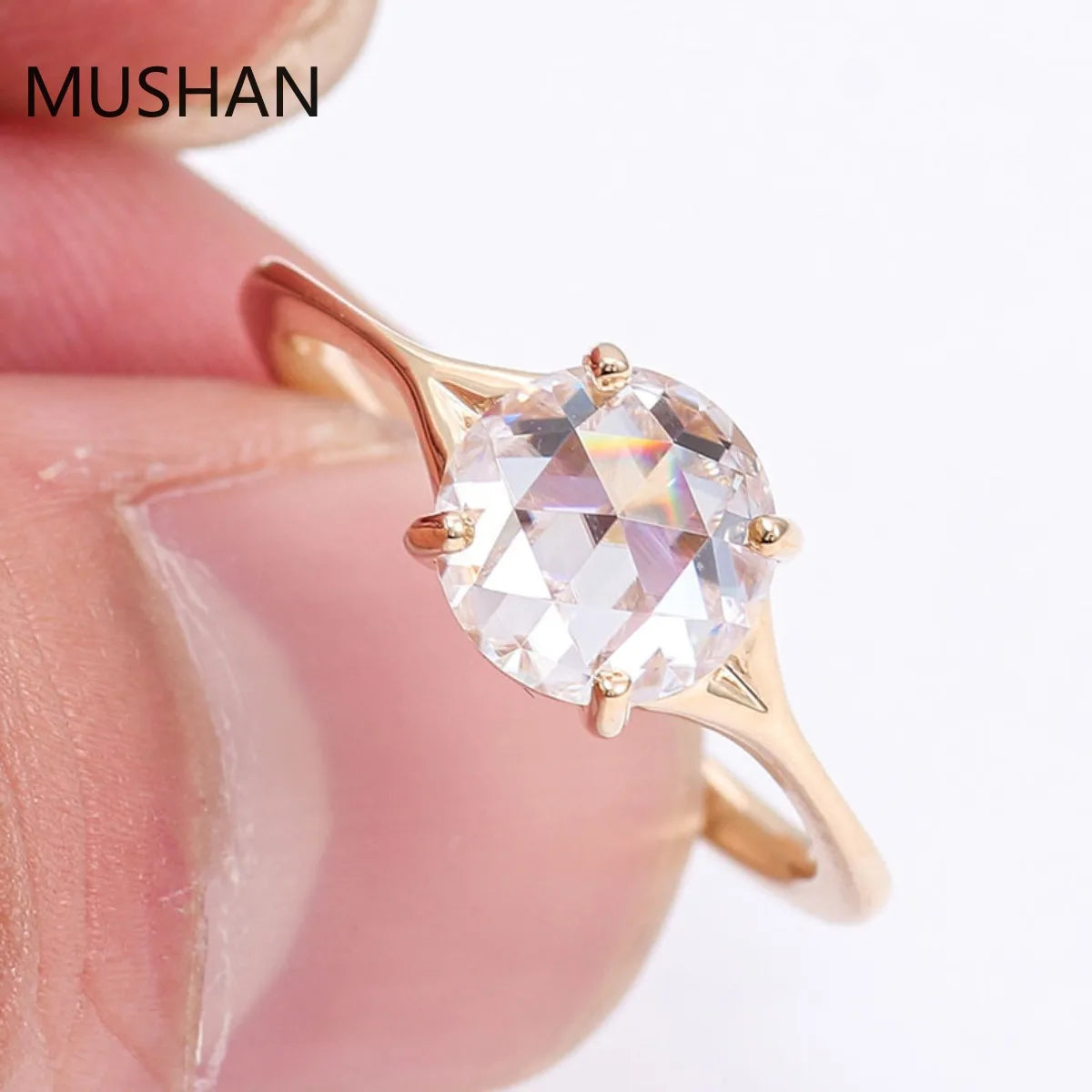 MUSHAN Luxury Custom 14K 18K Gold Rings Band Jewelry With Moissanite Diamond Lab Grown Gemstones Diamond Wedding Ring For Women