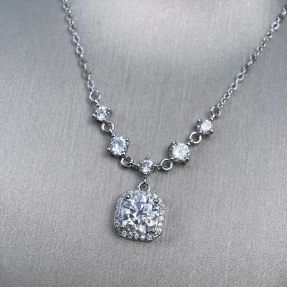 MuShan Luxury Jewelry 925 Sterling Silver Pendant Necklace Moissanite Anniversary Gold Vermeil Girls MST Patent Pendants