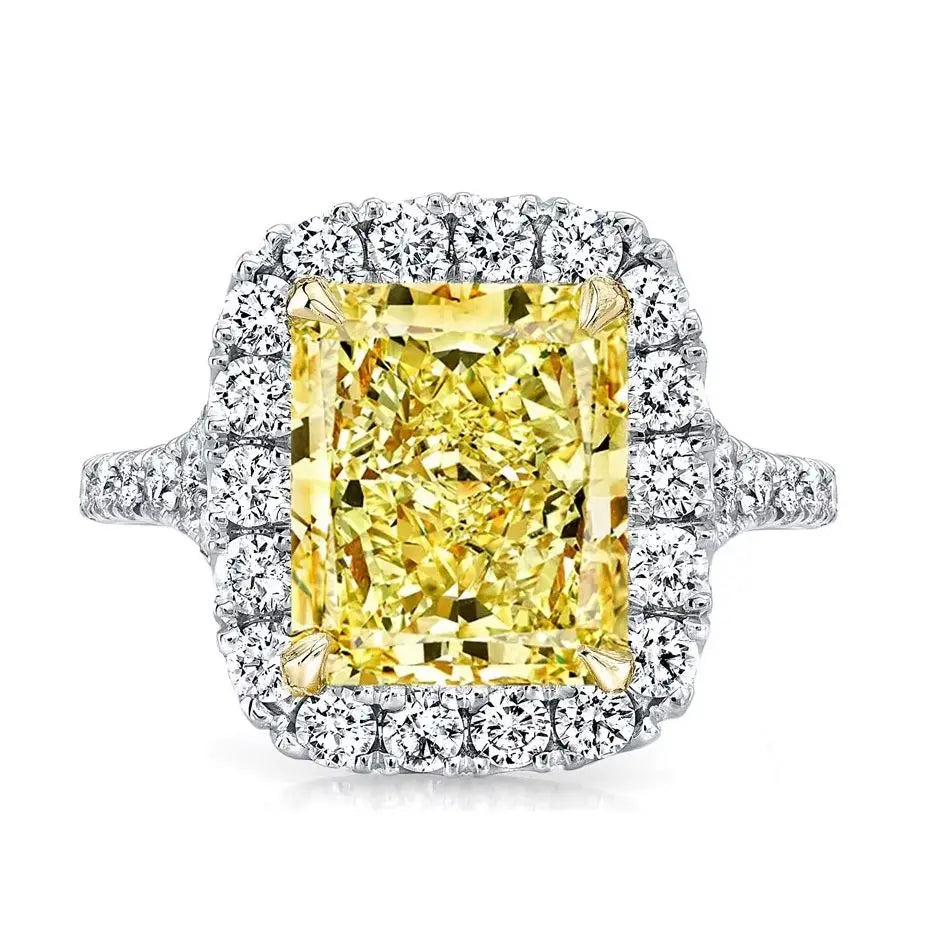 MUSHAN Custom Jewelry 925 Sterling Silver Ring Romantic High Carbon Yellow Gemstones Women Rings Bands Anniversary Wedding Gift