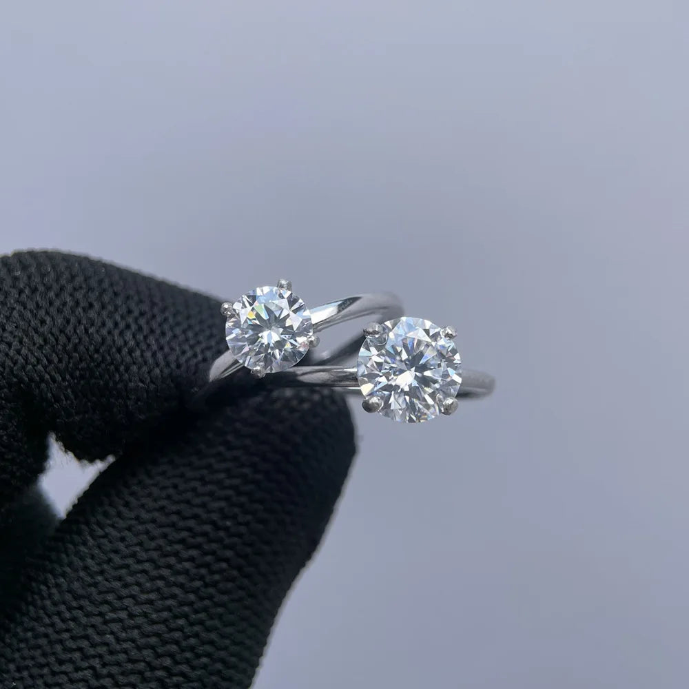 MuShan Luxury Jewelry 925 Sterling Silver Ring VVS Moissanite Minimalist Ring Ladies 18K Gold Plated MST Patent Jewellery