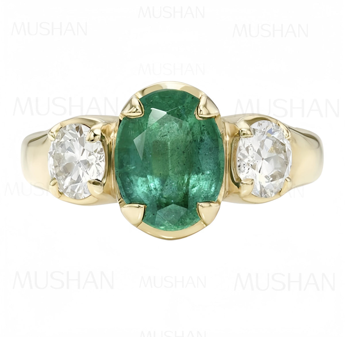 MUSHAN Custom Jewelry 925 Sterling Silver Ring Band Lab Grown Ruby Emerald Sapphire Ring for Women 18K Gold Plated Wedding Rings