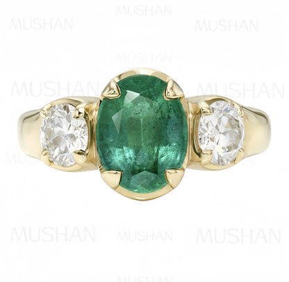 MUSHAN Custom Jewelry 925 Sterling Silver Ring Band Lab Grown Ruby Emerald Sapphire Ring for Women 18K Gold Plated Wedding Rings