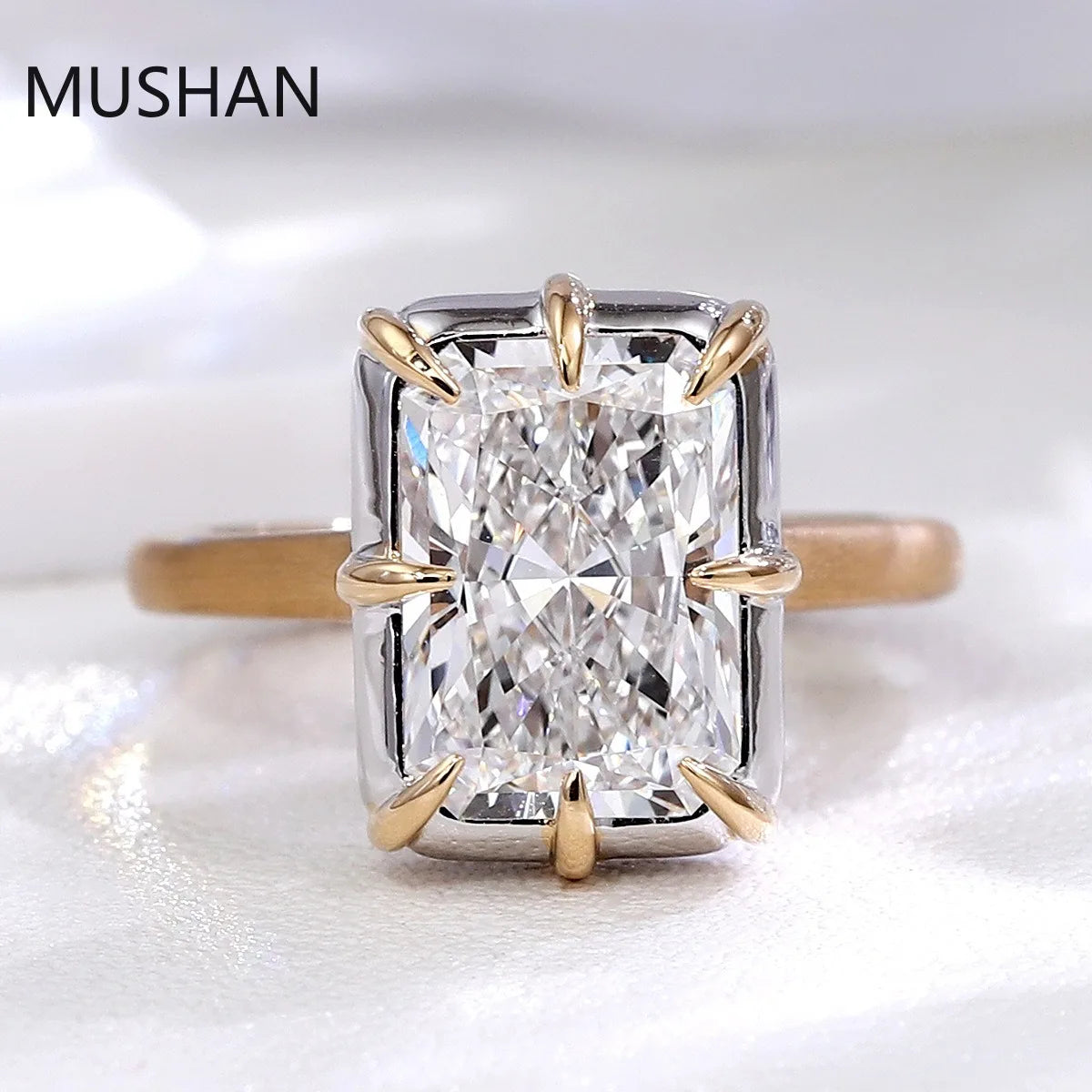 MUSHAN Luxury Radiant Cut‌ 4ct Diamond Ring IGI Certificate 10K 14K 18K Gold Jewelry Women Wedding Lab Grown Diamond Rings Band