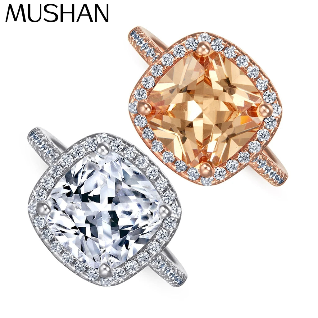 MuShan Jewelry 925 Sterling Silver Rings Bands Engagement Ring 7A Cubic Zirconia Valentine Modern Anniversary  Women Gift