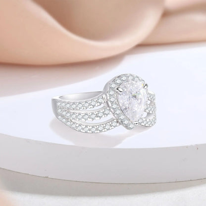 MuShan Designer Jewelry 925 Sterling Silver Ring Zircon 5A Marquise Bridal Party for Fiancee Rhodium Plated Fine Jewelry Rings