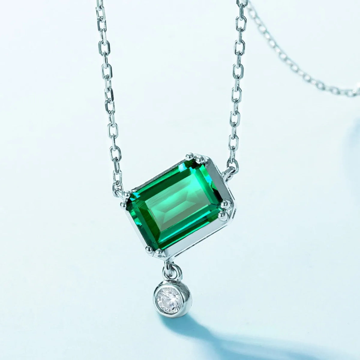 MUSHAN Luxury Jewelry 925 Sterling Silver Chain Pendant Necklace Lab Grown Emerald Ruby Gemstones Necklaces Pendants GRC Jewelry