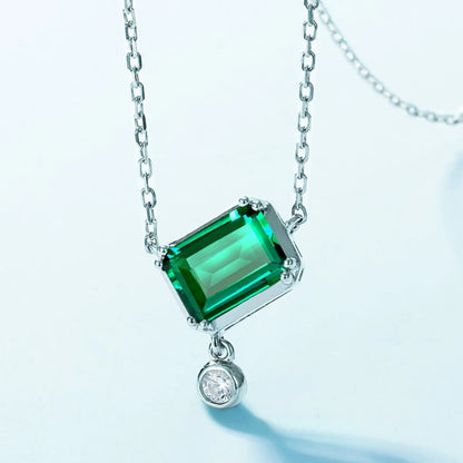 MUSHAN Luxury Jewelry 925 Sterling Silver Chain Pendant Necklace Lab Grown Emerald Ruby Gemstones Necklaces Pendants GRC Jewelry
