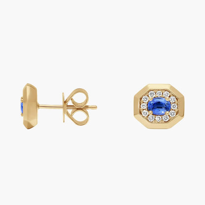 MUSHAN Custom Jewelry 925 Sterling Silver Earrings Lab Blue Ruby Oval Bridal Gift for Women 18K Gold Plated Anniversary Earring