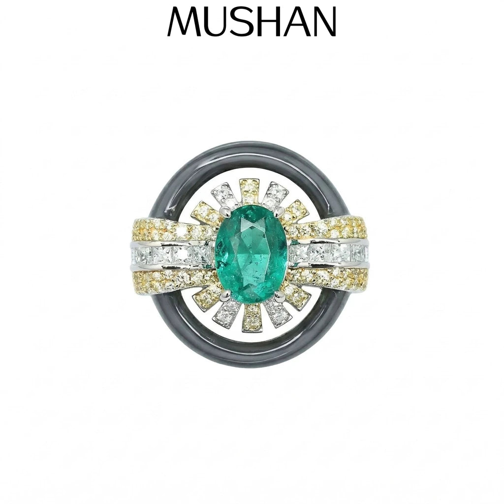 MuShan Jewelry 925 Sterling Silver Ring 5A CZ Gemstones High Carbon Gemstones Designer 925 Sterling Silver Rings Accessories