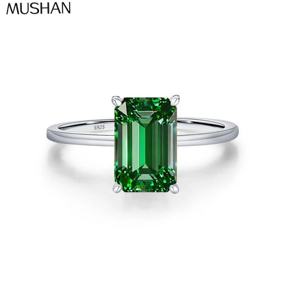 MuShan Designer Jewelry 925 Sterling Silver Ring Pink Yellow Blue Green Gemstones Rings Band for Women 18K Gold Plated Rings