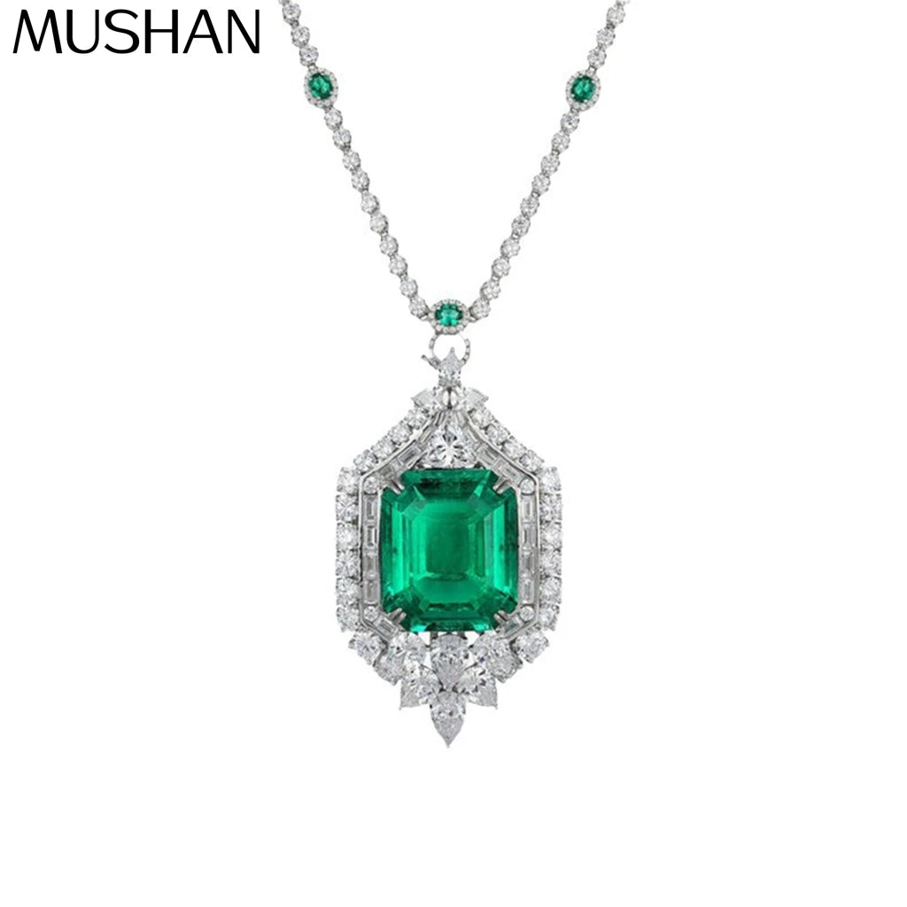 Collier MuShan Brand Jewelry en argent sterling 925 avec rubis de synthèse taille Asscher, plaqué or 18 carats, idéal pour un usage quotidien ou comme cadeau d'anniversaire pour femme