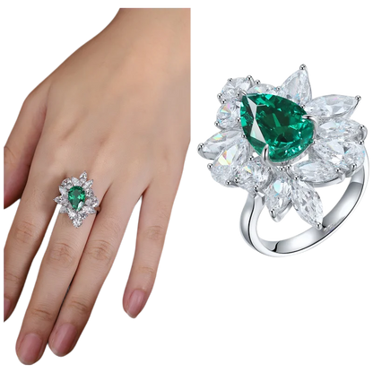 Bague de fiançailles MUSHAN en argent sterling 925 avec émeraude rouge de laboratoire ronde pour femme, plaqué or 18 carats, cadeau d'anniversaire