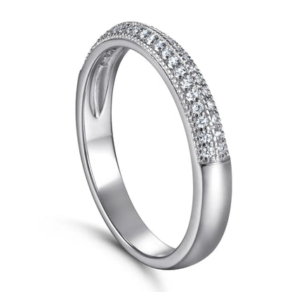 MuShan Jewelry 925 Sterling Silver Rings Bands Rings Bands Ring 7A Cubic Zirconia Rings Bands Engagement Rings Bands  Women Gift