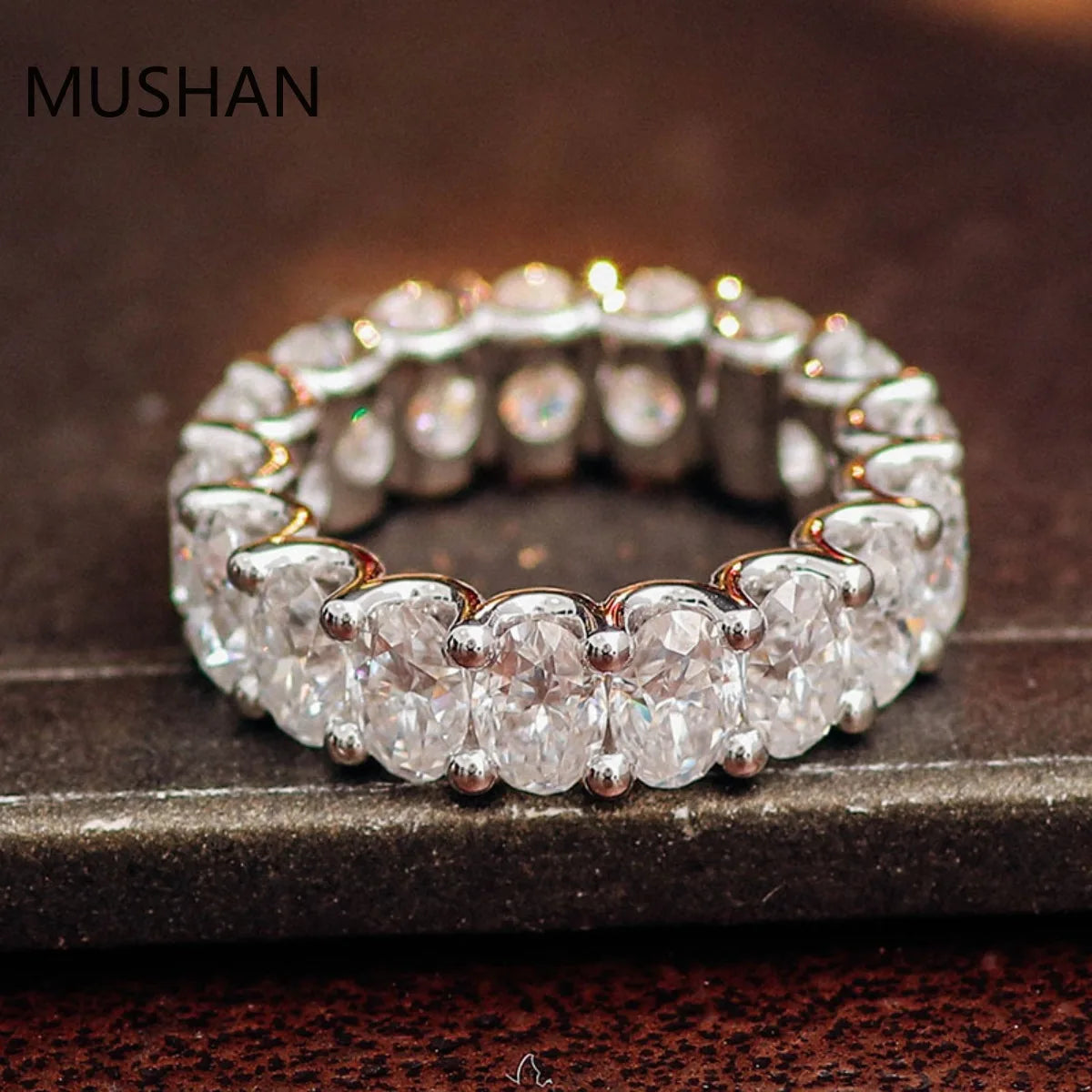 MUSHAN Luxury Custom 14K 18K Gold Rings Band Jewelry With Moissanite Diamond Lab Grown Gemstones Diamond Wedding Ring For Women