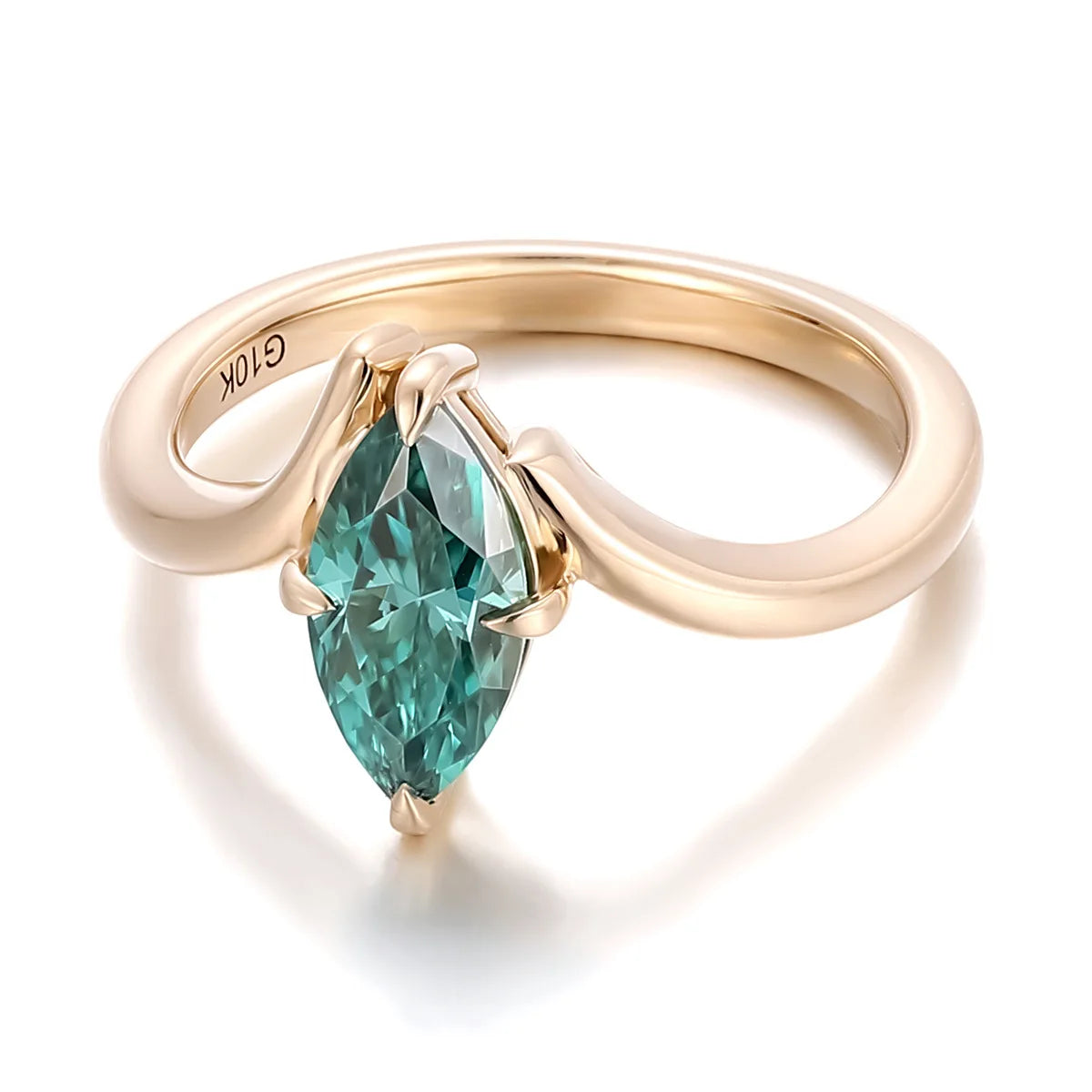 MUSHAN Joyería a medida, anillos de compromiso con diamante de moissanita verde en forma de marquesa de 2 quilates, oro de 18k, joyería en oro de 10k, 14k y 18k para mujer