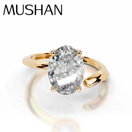 MUSHAN Bespoke Luxury Jewelry 925 Sterling Silver Ring D VVS1 Moissanite Ring for Women 18K Gold Plated MST Patent Fine Jewelry