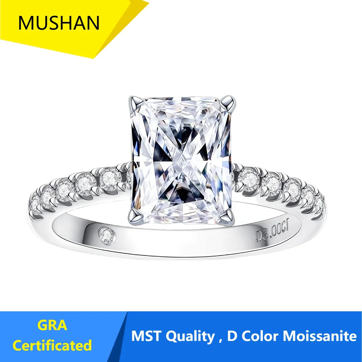 MUHAN Luxury Jewelry  925 terling ilver Ring Wedding Band  Women GRA Certificated Moissanite Diamond Rings D Color Fine Jewelry