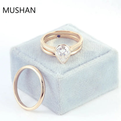 MUSHAN Luxury Custom 14K 18K Gold Rings Band Jewelry With Moissanite Diamond Lab Grown Gemstones Diamond Wedding Ring For Women