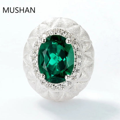 MUSHAN Luxury Jewelry S 925 Sterling Silver Stud Earrings Women GRC Certificated Lab Grown Emerald Earrings Stud Ear Pin Jewelry