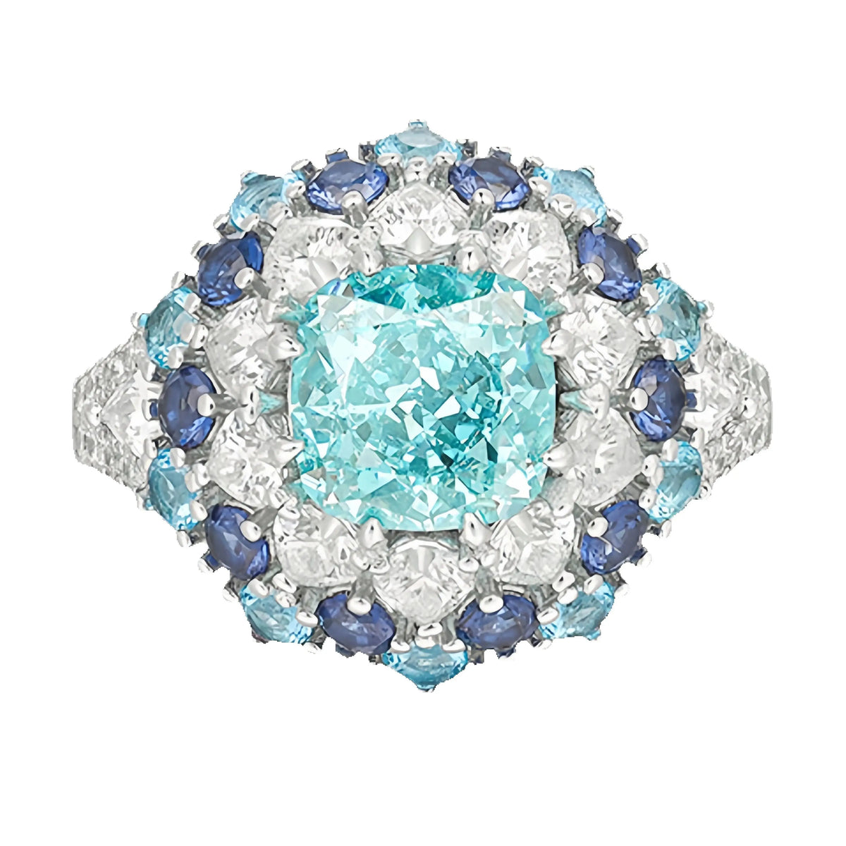 MuShan Jewelry 925 Sterling Silver Ring Band For Women High Carbon Paraiba Gemstones S925 Silver Rings Accessories Fine Jewelry