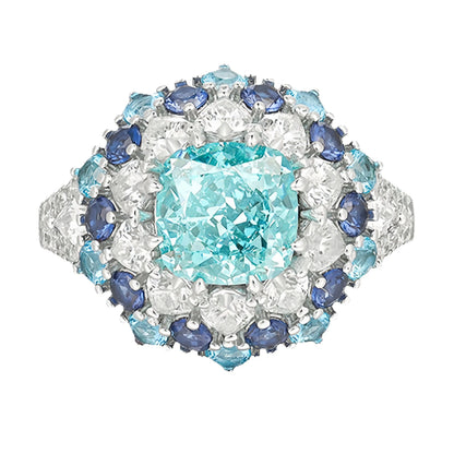 MuShan Jewelry 925 Sterling Silver Ring Band For Women High Carbon Paraiba Gemstones S925 Silver Rings Accessories Fine Jewelry