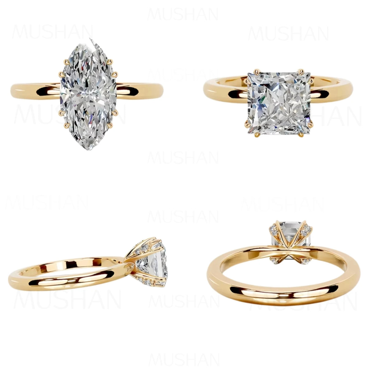 MUSHAN Bespoke Jewelry 925 Sterling Silver Rings Band 3ct 4ct 5ct Real D Color VVS1 Moissanite Wedding Ring MST Patent Design