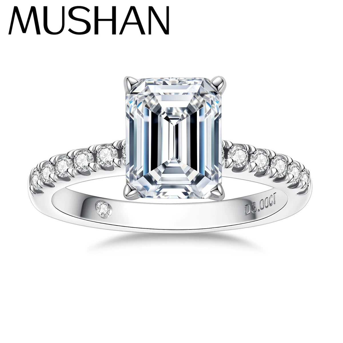 Bague en argent sterling 925 de la marque MuShan, bague brillante en moissanite VVS pour amie, plaquée or 18 carats, bagues fines brevetées MST