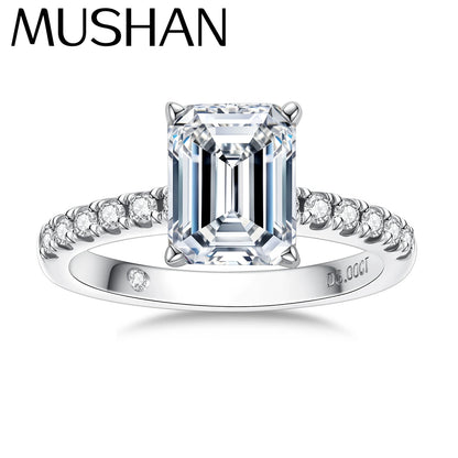 Bague en argent sterling 925 de la marque MuShan, bague brillante en moissanite VVS pour amie, plaquée or 18 carats, bagues fines brevetées MST