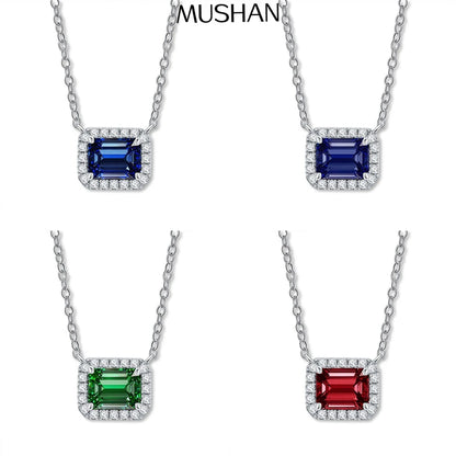 MUSHAN Bijoux de luxe pour femme, pendentif cube de sucre en argent sterling S925 avec diamant haut carbone, collier avec saphir et diamants
