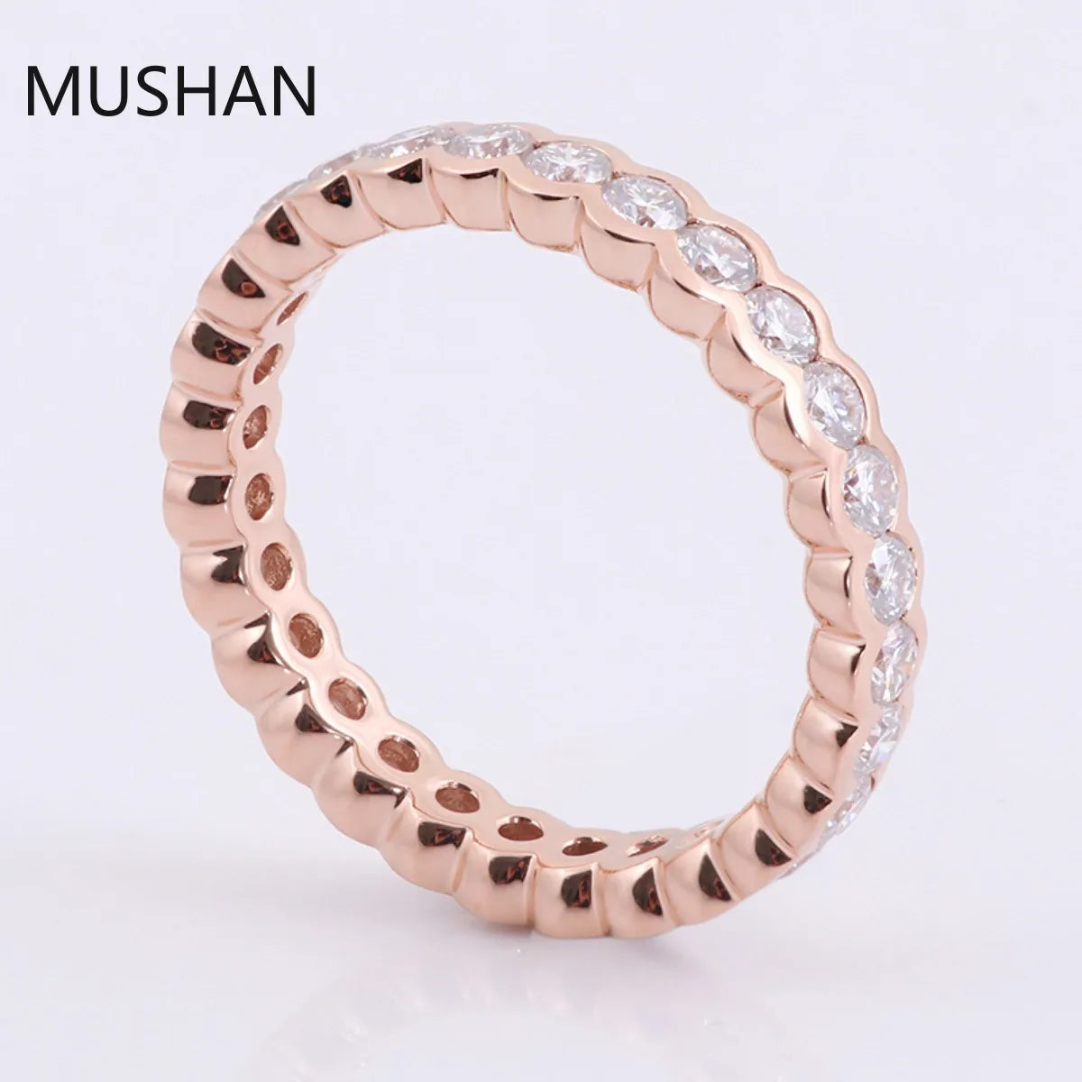 MUSHAN Luxury Custom 14K 18K Gold Rings Band Jewelry With Moissanite Diamond Lab Grown Gemstones Diamond Wedding Ring For Women