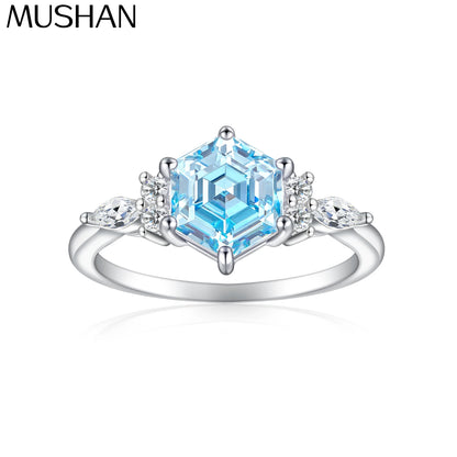 MuShan Jewelry 925 Sterling Silver Ring Wedding Band High Carbon Diamond Party Cocktail Bridal Shower Women Rings Fine Jewelry
