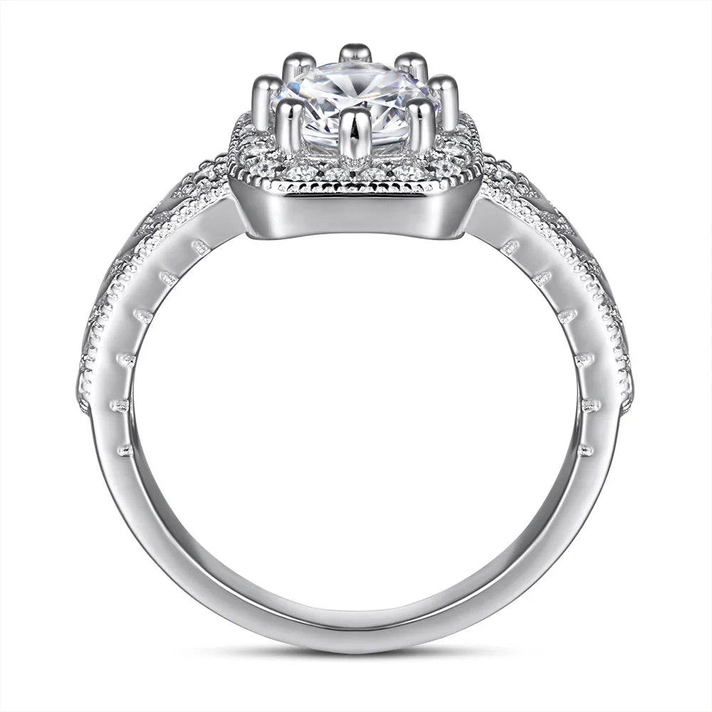 MuShan Jewelry 925 Sterling Silver Rings Bands Engagement Ring 7A Cubic Zirconia  Her Rings Bands Anniversary  Women Gift