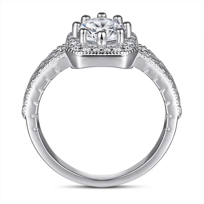 MuShan Jewelry 925 Sterling Silver Rings Bands Engagement Ring 7A Cubic Zirconia  Her Rings Bands Anniversary  Women Gift