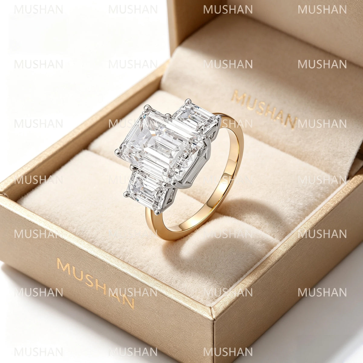 MUSHAN Luxury Custom 14K 18K Gold Rings Band Jewelry With Moissanite Diamond Lab Grown Gemstones Diamond Wedding Ring For Women