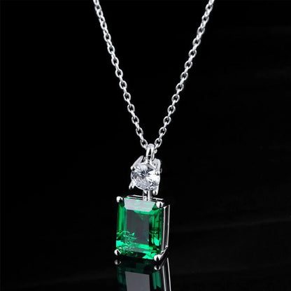 MUSHAN Luxury Jewelry 925 Sterling Silver Chain Pendant Necklace Lab Grown Emerald Ruby Gemstones Necklaces Pendants GRC Jewelry