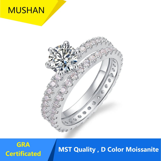 MUHAN Luxury Jewelry  925 Sterling Silver Ring Wedding Band  Women GRA Certificate Moissanite Diamond Rings D Color Fine Jewelry